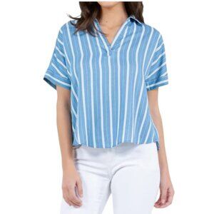 NWOT Cristina B Tencel Shirt | Blue Stripes